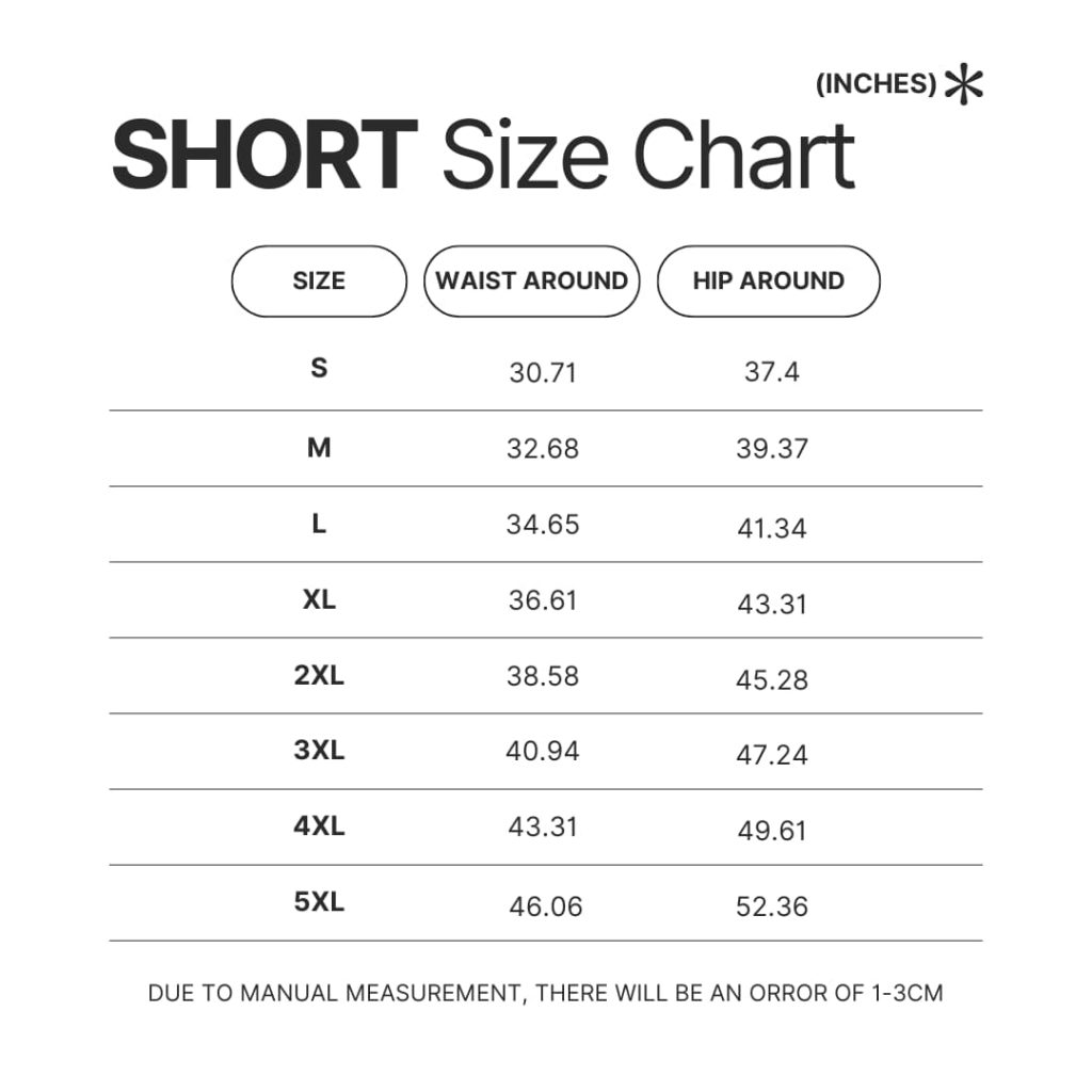 Short Size Chart - SK8 the Infinity Store