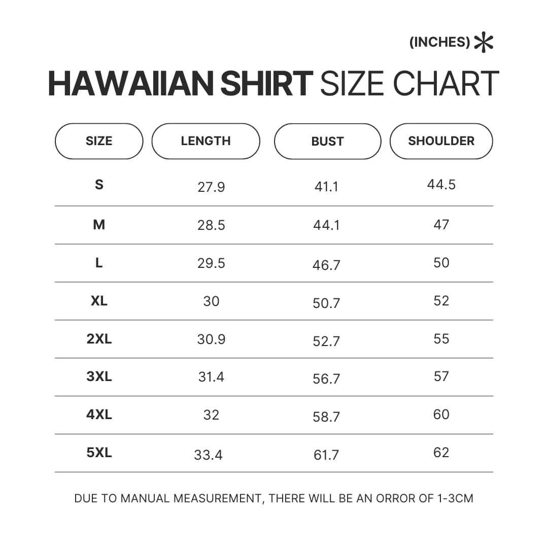 Hawaiian Shirt Size Chart - SK8 the Infinity Store